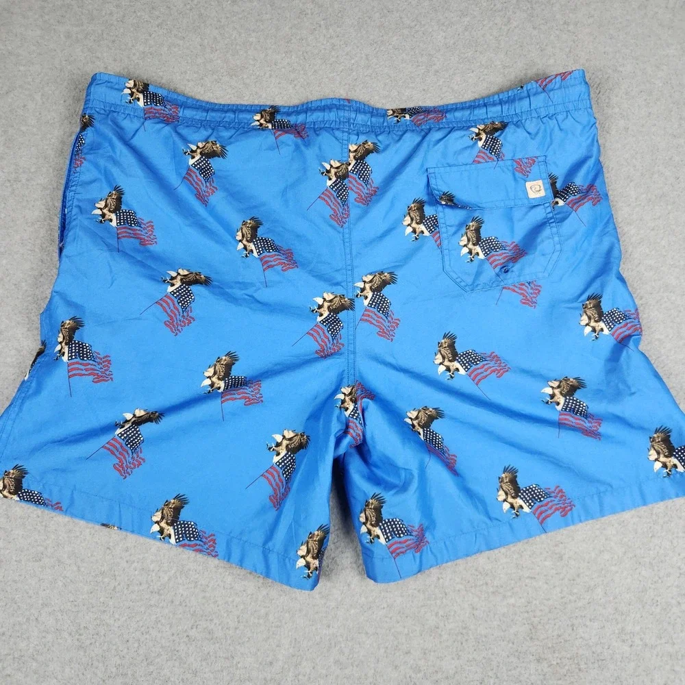 Wave Zone Swim Trunks Shorts Mens XL Blue Mesh Eagle American Flag Patriotic